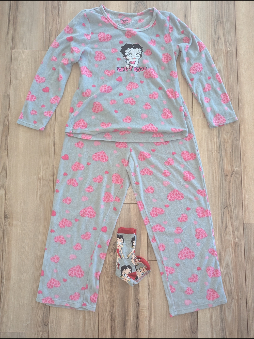 Betty Boop Pink Heart Fleece Pajama Set